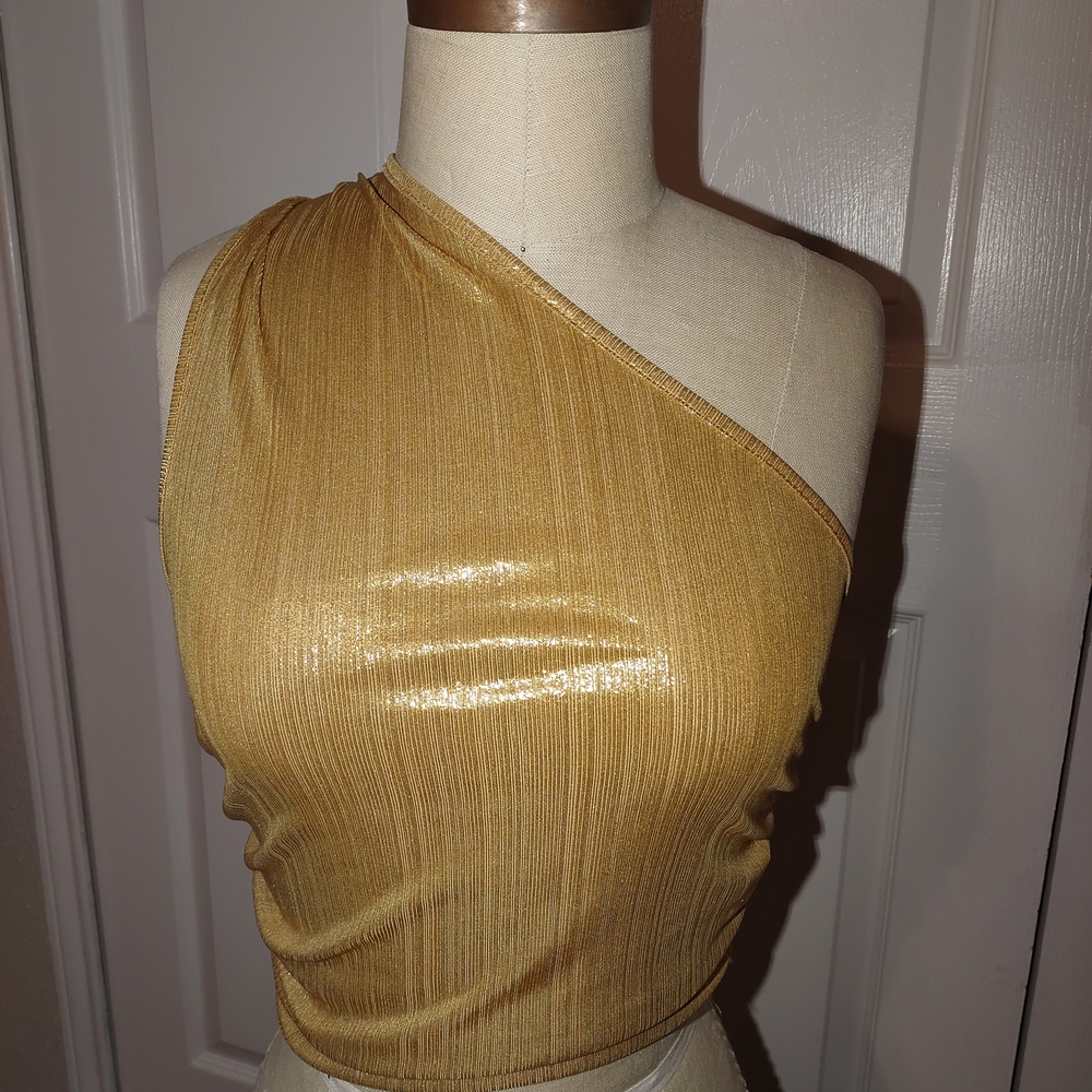 Gold One-Shoulder Women's Top